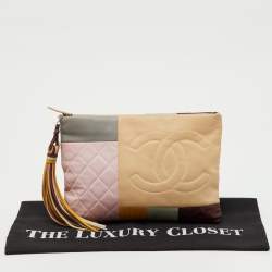 Pre Owned Chanel Multicolor Leather Colorblock O Case Zip Pouch