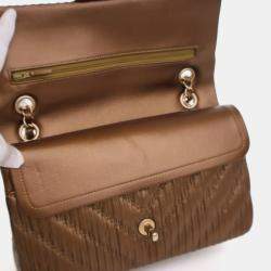 Pre Owned Chanel Medium Calfskin Pleated Chevron Chanel Classic Flap
