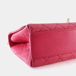 Pre Owned Chanel Medium Lambskin La Parisienne Chain Top Handle Flap Bag