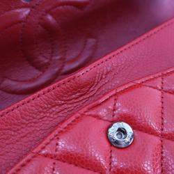 Pre Owned Chanel Medium Red Caviar Classic Double Flap Bag