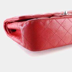 Pre Owned Chanel Medium Red Caviar Classic Double Flap Bag