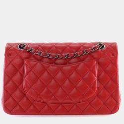 Pre Owned Chanel Medium Red Caviar Classic Double Flap Bag