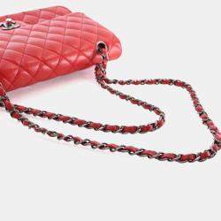 Pre Owned Chanel Medium Red Caviar Classic Double Flap Bag