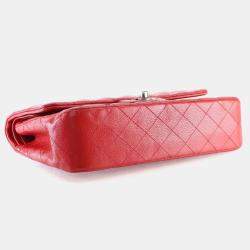 Pre Owned Chanel Medium Red Caviar Classic Double Flap Bag