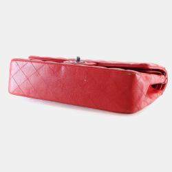 Pre Owned Chanel Medium Red Caviar Classic Double Flap Bag