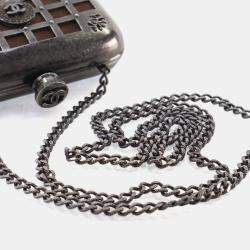Pre Owned Chanel Mini Grey Gunmetal Grid Cage Clutch