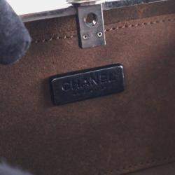 Pre Owned Chanel Mini Grey Gunmetal Grid Cage Clutch