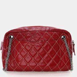 Pre Owned Chanel Medium Shiny Red Calfskin Reissue Camera Bag