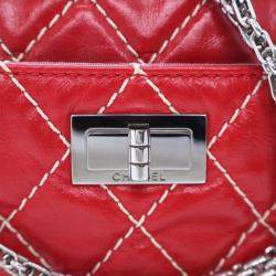 Pre Owned Chanel Medium Shiny Red Calfskin Reissue Camera Bag