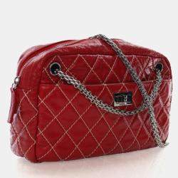 Pre Owned Chanel Medium Shiny Red Calfskin Reissue Camera Bag