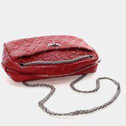 Pre Owned Chanel Medium Shiny Red Calfskin Reissue Camera Bag