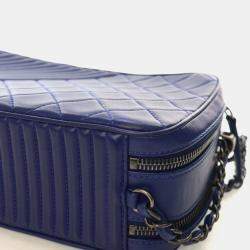 Pre Owned Chanel Navy Blue Lambskin Coco Boy Camera Bag