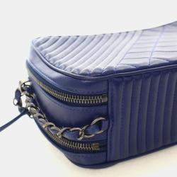 Pre Owned Chanel Navy Blue Lambskin Coco Boy Camera Bag