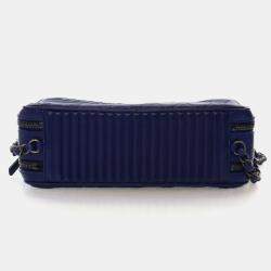 Pre Owned Chanel Navy Blue Lambskin Coco Boy Camera Bag