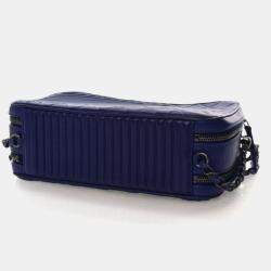 Pre Owned Chanel Navy Blue Lambskin Coco Boy Camera Bag