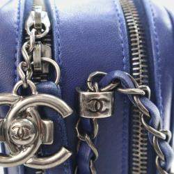Pre Owned Chanel Navy Blue Lambskin Coco Boy Camera Bag