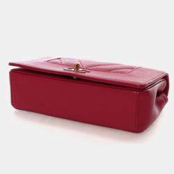 Pre Owned Chanel Mini Red Calfskin Mademoiselle Flap Bag