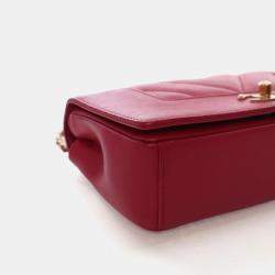 Pre Owned Chanel Mini Red Calfskin Mademoiselle Flap Bag