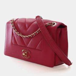 Pre Owned Chanel Mini Red Calfskin Mademoiselle Flap Bag