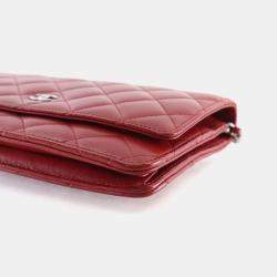 Pre Owned Chanel WOC Red Lambskin 19 series