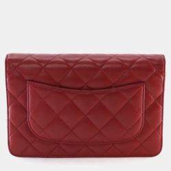 Pre Owned Chanel WOC Red Lambskin 19 series