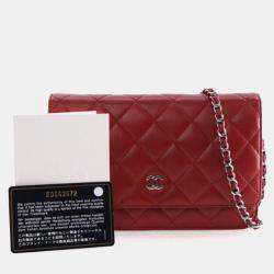 Pre Owned Chanel WOC Red Lambskin 19 series