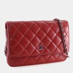 Pre Owned Chanel WOC Red Lambskin 19 series