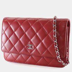 Pre Owned Chanel WOC Red Lambskin 19 series