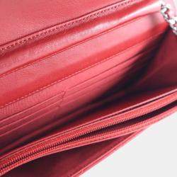 Pre Owned Chanel WOC Red Lambskin 19 series