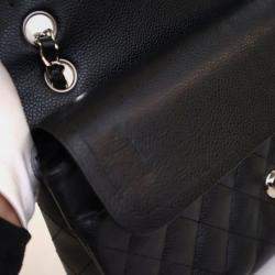 Pre Owned Chanel Medium Black Caviar Classic Double Flap Bag