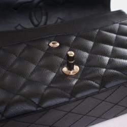 Pre Owned Chanel Medium Black Caviar Classic Double Flap Bag