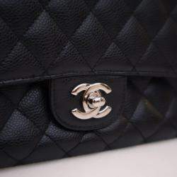 Pre Owned Chanel Medium Black Caviar Classic Double Flap Bag