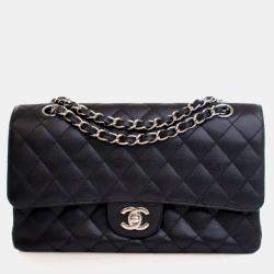 Pre Owned Chanel Medium Black Caviar Classic Double Flap Bag