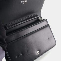 Pre Owned Chanel Black Lambskin Wallet On Chain 