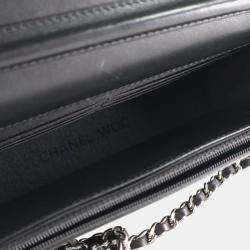 Pre Owned Chanel Black Lambskin Wallet On Chain 