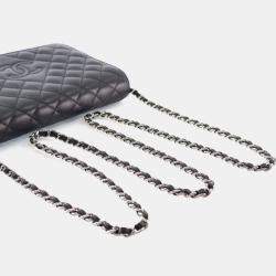 Pre Owned Chanel Black Lambskin Wallet On Chain 