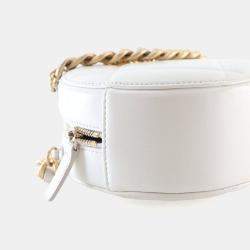 Pre Owned Chanel White Calfskin 19 Round Clutch With Chain