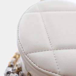 Pre Owned Chanel White Calfskin 19 Round Clutch With Chain