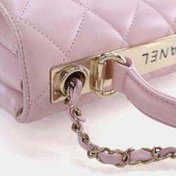 Pre Owned Chanel Small Pink Lambskin Trendy CC Top Handle Bag