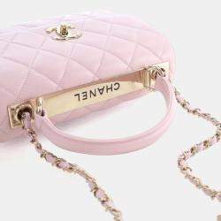 Pre Owned Chanel Small Pink Lambskin Trendy CC Top Handle Bag