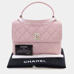 Pre Owned Chanel Small Pink Lambskin Trendy CC Top Handle Bag