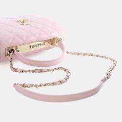 Pre Owned Chanel Small Pink Lambskin Trendy CC Top Handle Bag