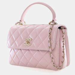 Pre Owned Chanel Small Pink Lambskin Trendy CC Top Handle Bag