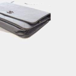 Pre Owned Chanel Crinkled Grey Calfskin Wallet On Chain (WOC)
