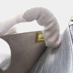 Pre Owned Chanel Crinkled Grey Calfskin Wallet On Chain (WOC)