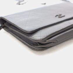 Pre Owned Chanel Crinkled Grey Calfskin Wallet On Chain (WOC)