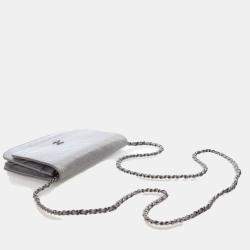 Pre Owned Chanel Crinkled Grey Calfskin Wallet On Chain (WOC)