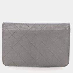 Pre Owned Chanel Crinkled Grey Calfskin Wallet On Chain (WOC)