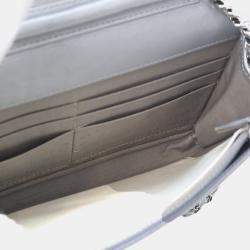 Pre Owned Chanel Crinkled Grey Calfskin Wallet On Chain (WOC)