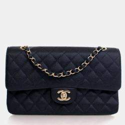 Pre Owned Chanel Vintage Medium Caviar Classic Double Flap Bag